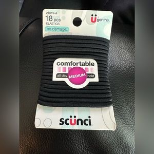 Brand New Scunci No Damage Hairbands Hair Ties Rubberbands in Black, 18pk